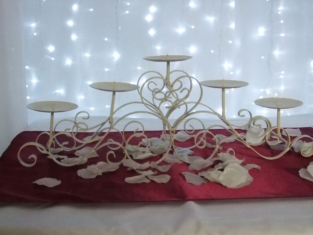 Wide White 5 Pronged Candelabra