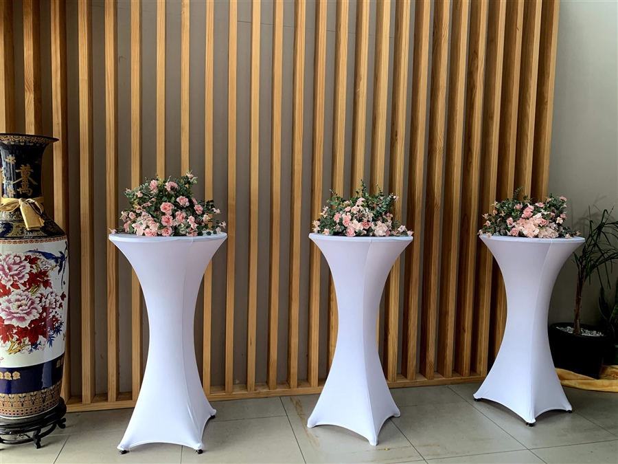 Roman Pillars with Artificial Flowers