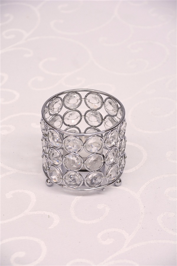 Silver Crystal Candle Holder