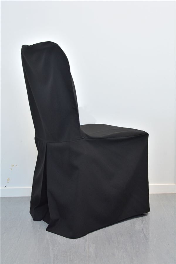 Linen Single Pleat Chair Cover Black