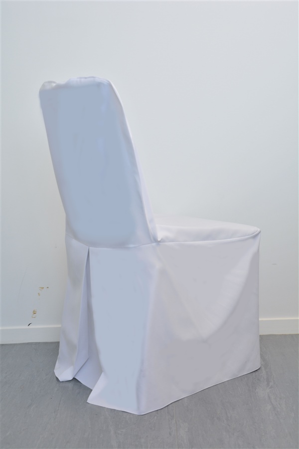 Linen Single Pleat Chair Cover White
