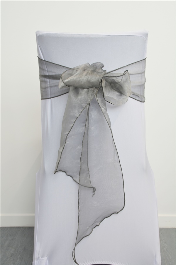 Metallic Silver Organza Sash