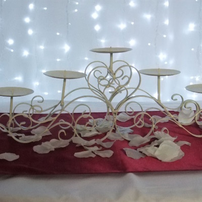 Wide White 5 Pronged Candelabra