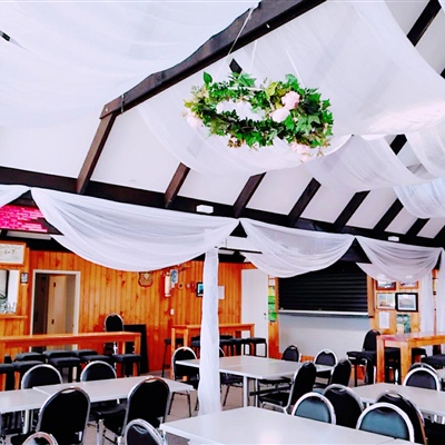 White Lateral Wave Ceiling Drapery