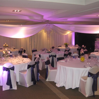 Ceiling Drapery with Wall Lights
