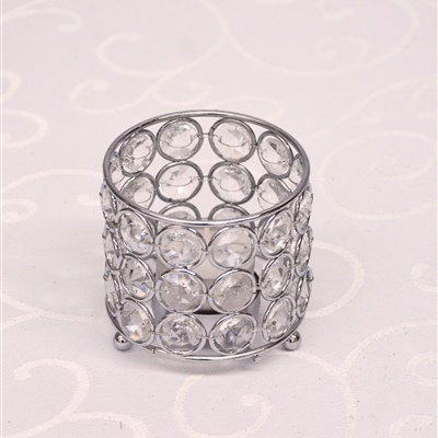 Silver Crystal Candle Holder