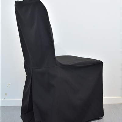 Linen Single Pleat Chair Cover Black