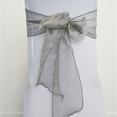 Metallic Silver Organza Sash