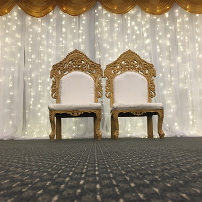 6m x 3m Curtain Lights with Gold Scallop
